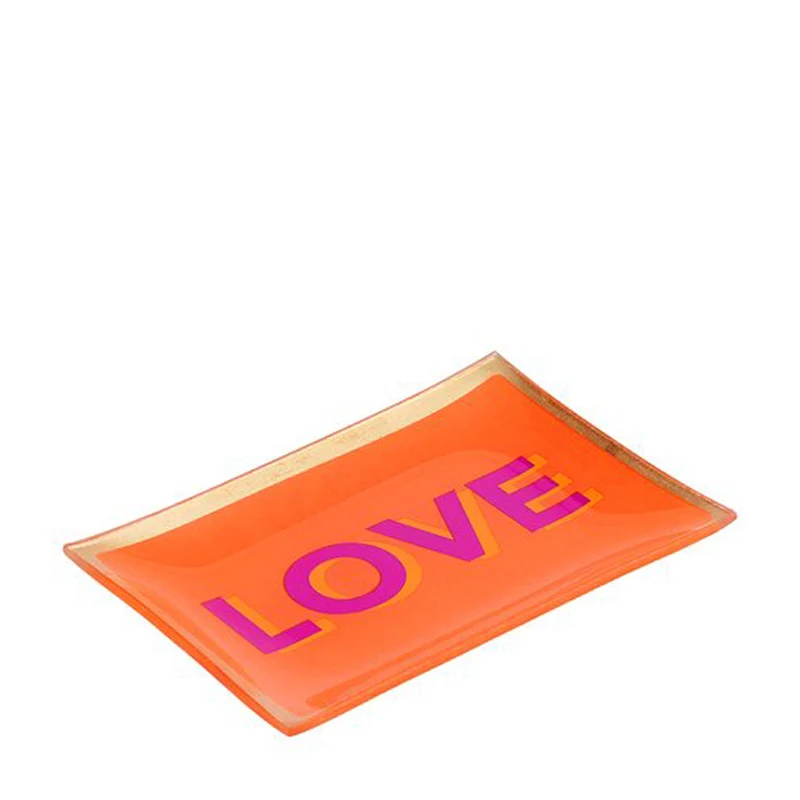 Glasteller Love orange Mittel