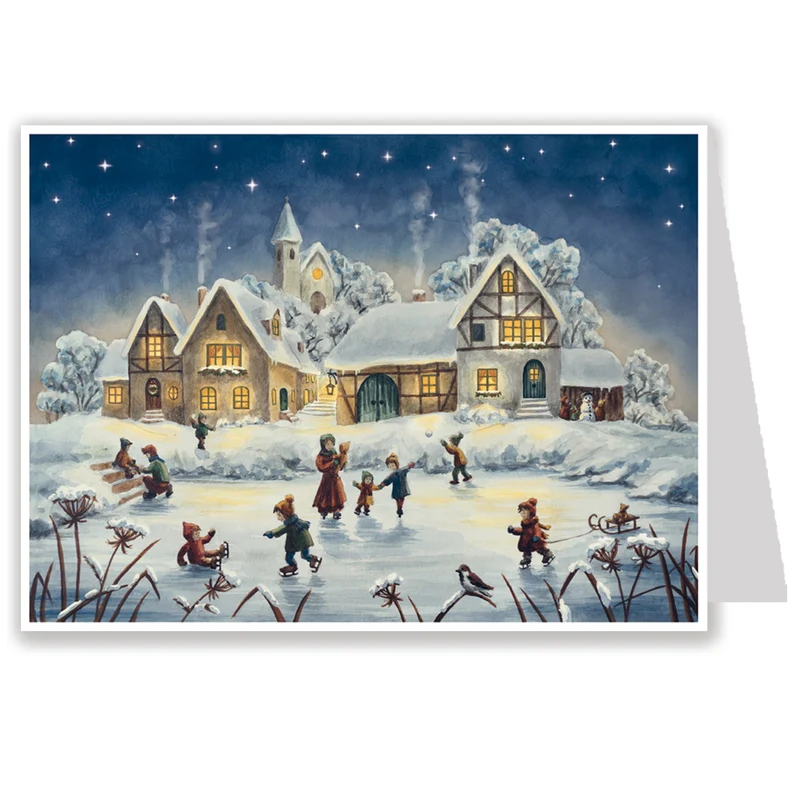 Postcard advent calendar “Skating Fun”