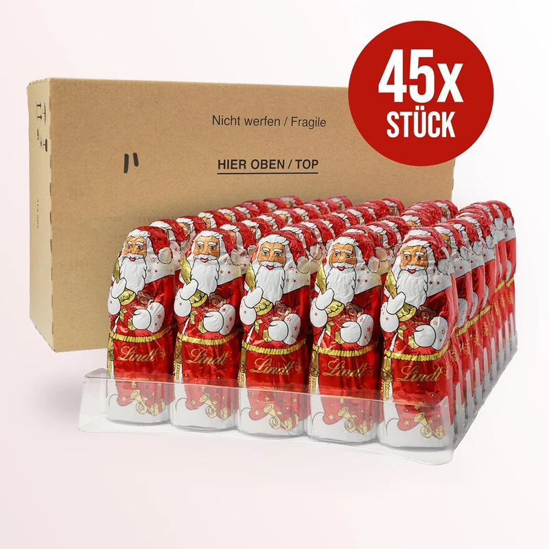 Lindt Weihnachtsmänner aus Alpenvollmilch – 45er Großpackung (45 × 40g)