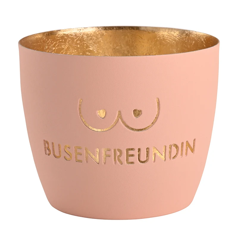 Windlicht Madras Busenfreundin pastellrosa-goldfarben mittel
