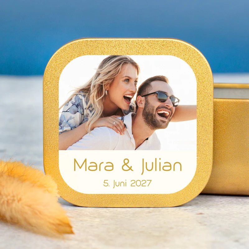 Mini Duftkerze mit Foto & Wunschtext | Kerze als Gastgeschenk & Deko für viele Anlässe mit Farbwahl