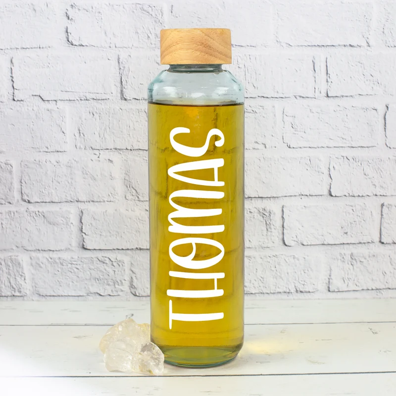 Trinkflasche aus Glas mit Name personalisiert | Nachhaltige Flasche als Geschenk für Sport & Freizeit