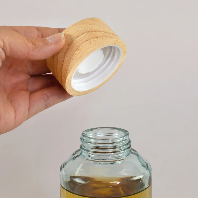 Trinkflasche aus Glas mit Name personalisiert 600 ml | Handmade Flasche mit Holzdeckel als Geschenk