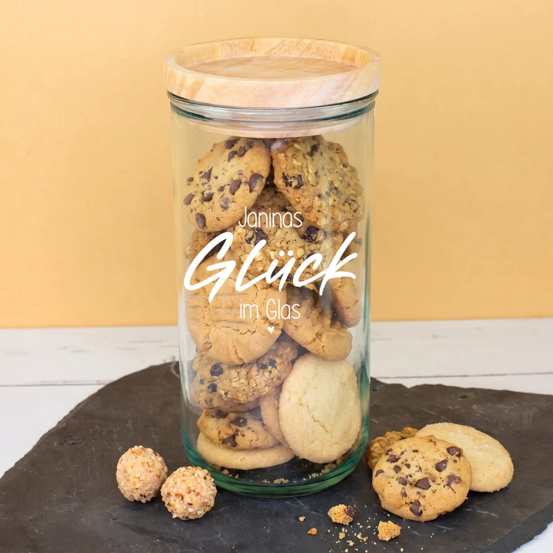 Vorratsglas 'Glück im Glas' mit Name personalisiert | Vorratsdose als Glücksbringer Geschenk für Küche