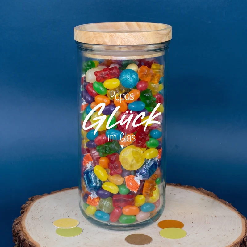 Vorratsglas 'Glück im Glas' mit Name personalisiert | Vorratsdose als Glücksbringer Geschenk für Küche