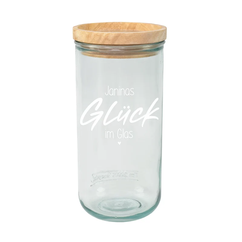 Vorratsglas 'Glück im Glas' mit Name personalisiert | Vorratsdose als Glücksbringer Geschenk für Küche
