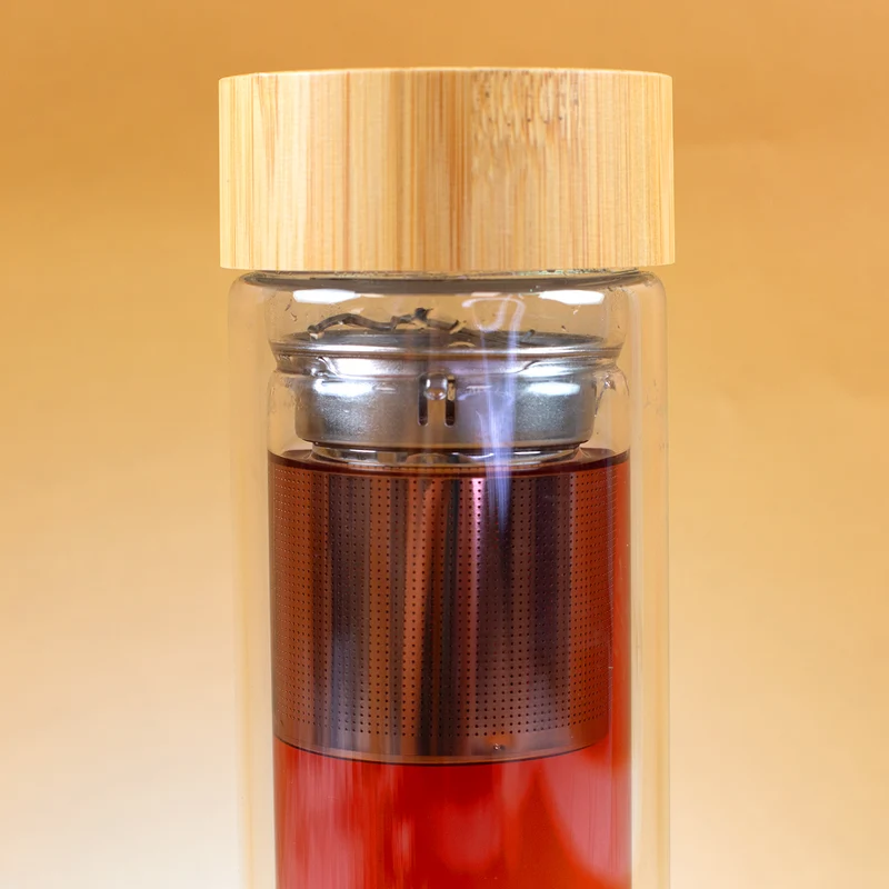 Personalisierbare Glasflasche doppelwandig mit Teesieb | 400 ml Teeflasche mit Name | Teerapie