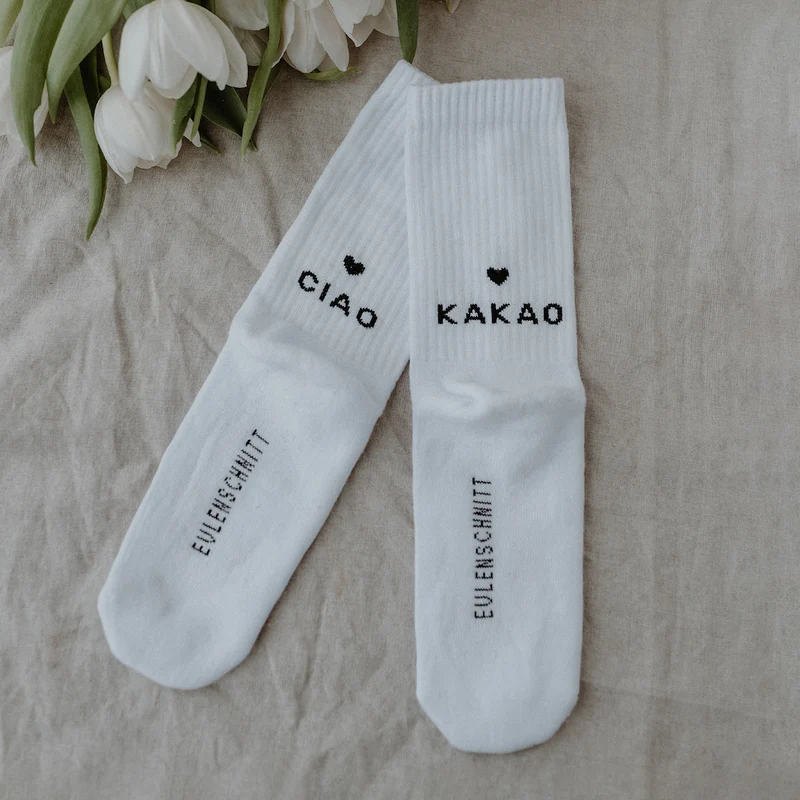 Eulenschnitt Socken Ciao Kakao Größe 43-46 weiß