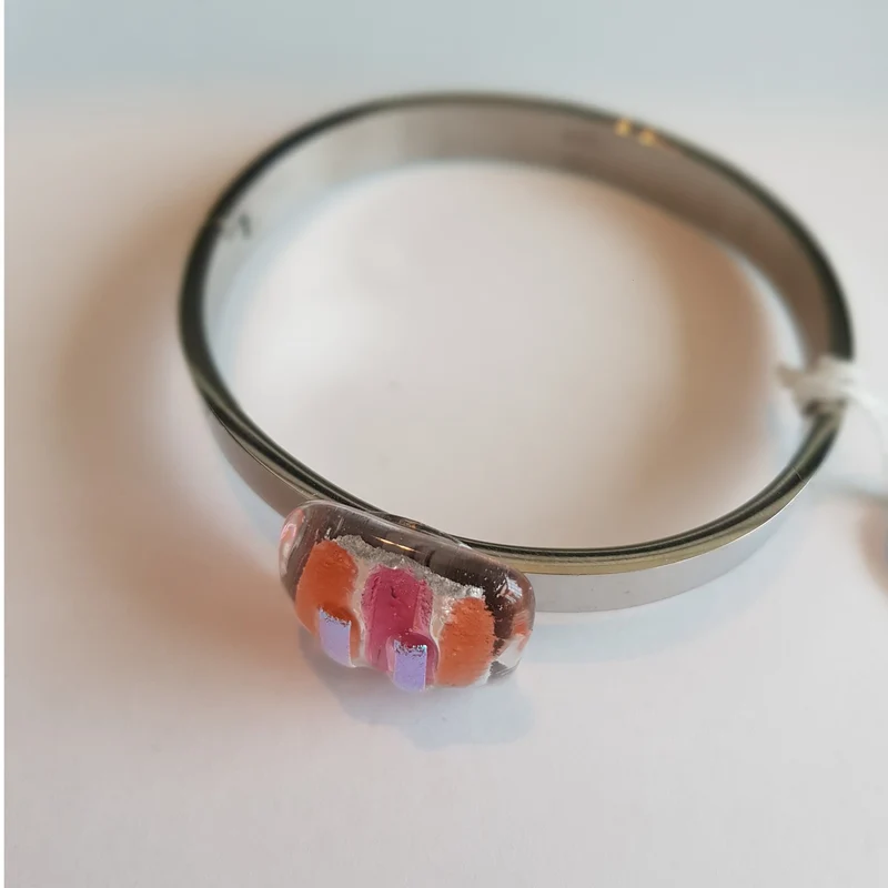 Armreif mit Glasstein Rosa Orange Fusing