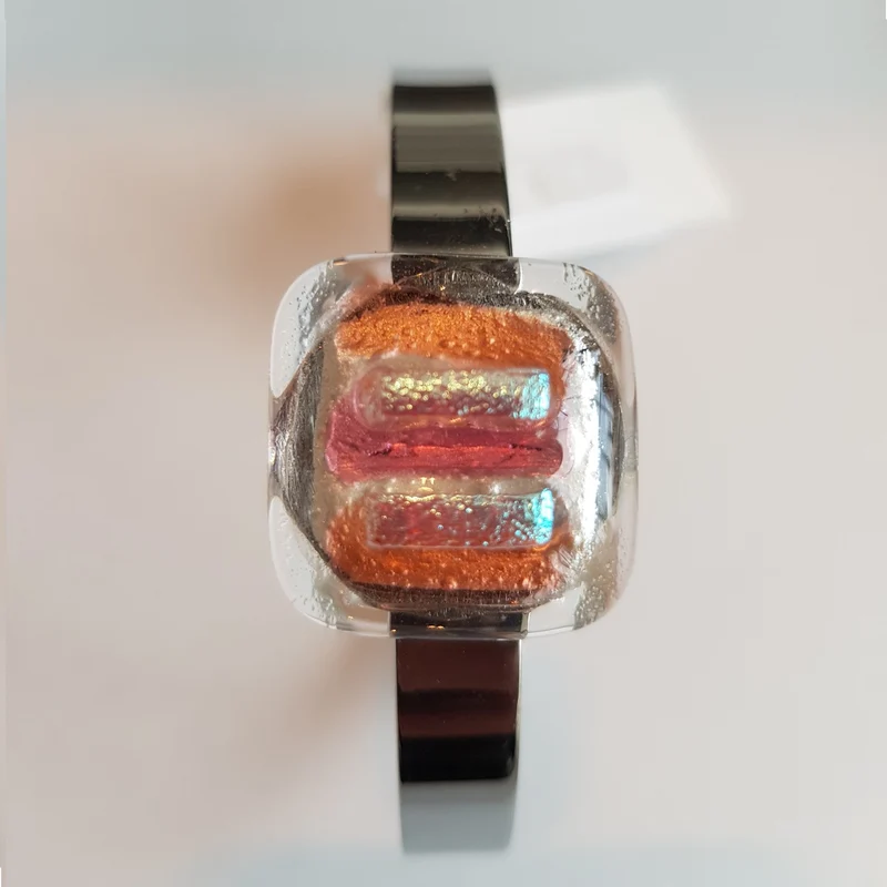 Armreif mit Glasstein Rosa Orange Fusing
