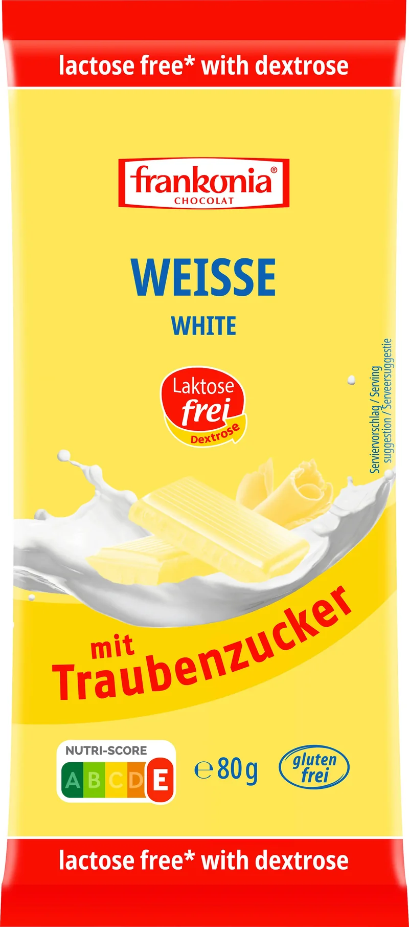 Frankonia Weisse Schokolade laktosefrei und glutenfrei 80g