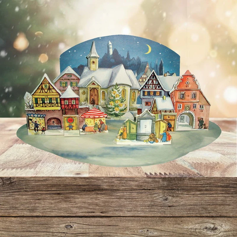 Standing Advent calendar “Little Town in the Moonlight”