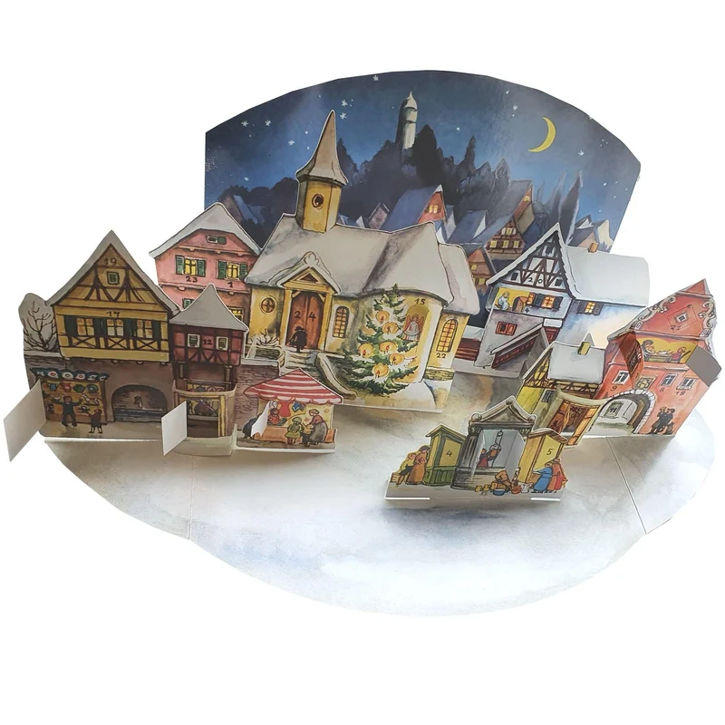 Standing Advent calendar “Little Town in the Moonlight”