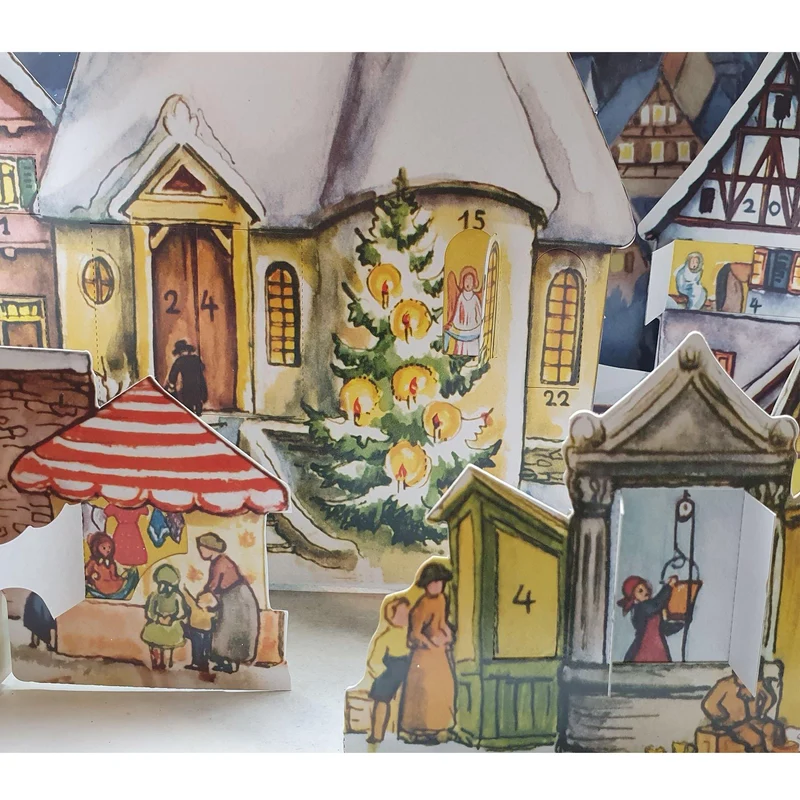 Standing Advent calendar “Little Town in the Moonlight”