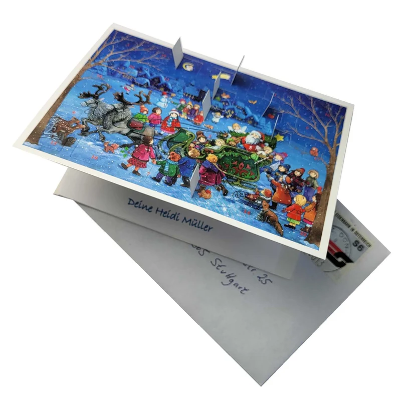 Postcard Advent calendar “Sleigh Ride with Santa Claus”