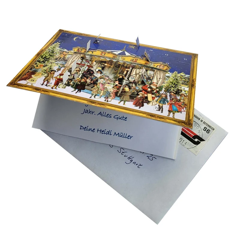 Postcard Advent calendar Christmas Carousel