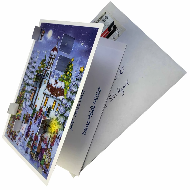 Postcard Advent calendar “Christmas Eve at the Church”