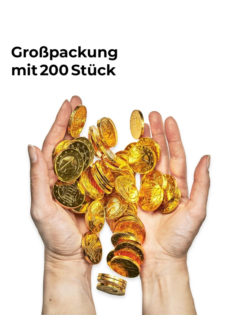 Schoko-Goldtaler 200 Stück – ideal für Schatzsuchen & Karneval