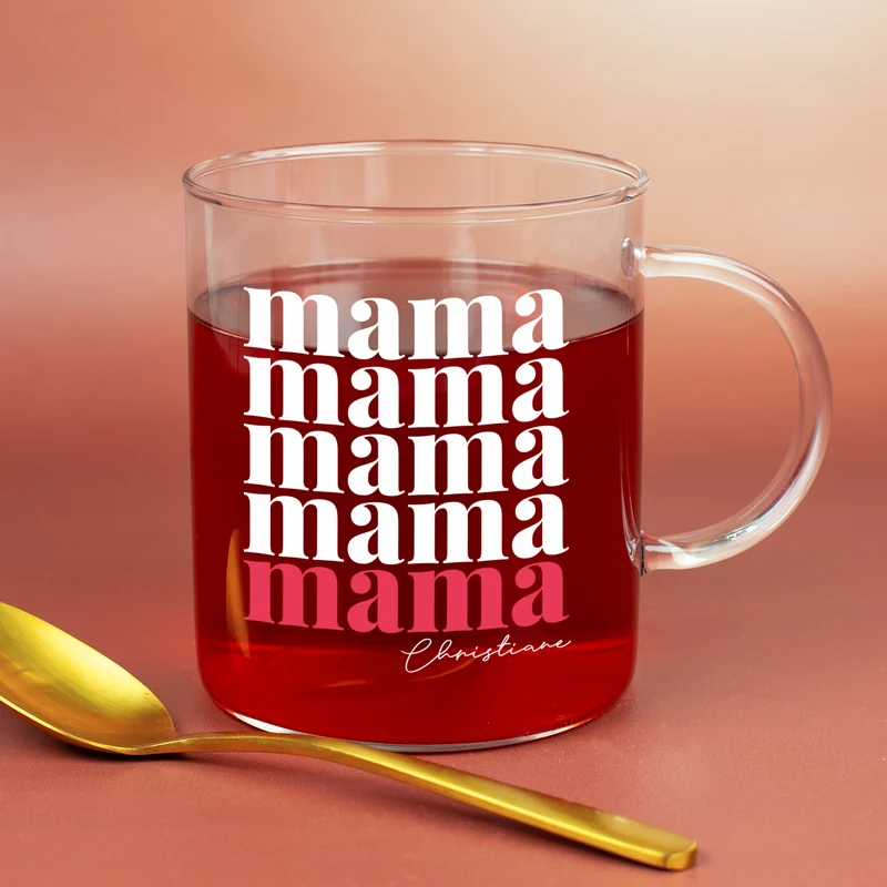 Glastasse für Mama personalisiert mit Wunschtext | Teeglas als Geschenk zum Muttertag