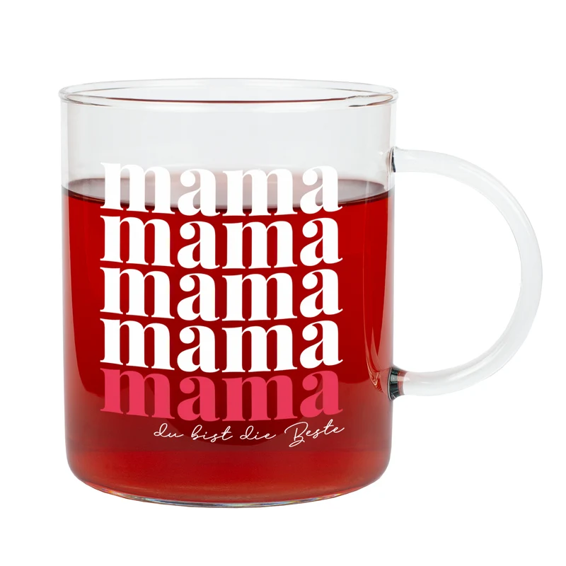 Glastasse für Mama personalisiert mit Wunschtext | Teeglas als Geschenk zum Muttertag