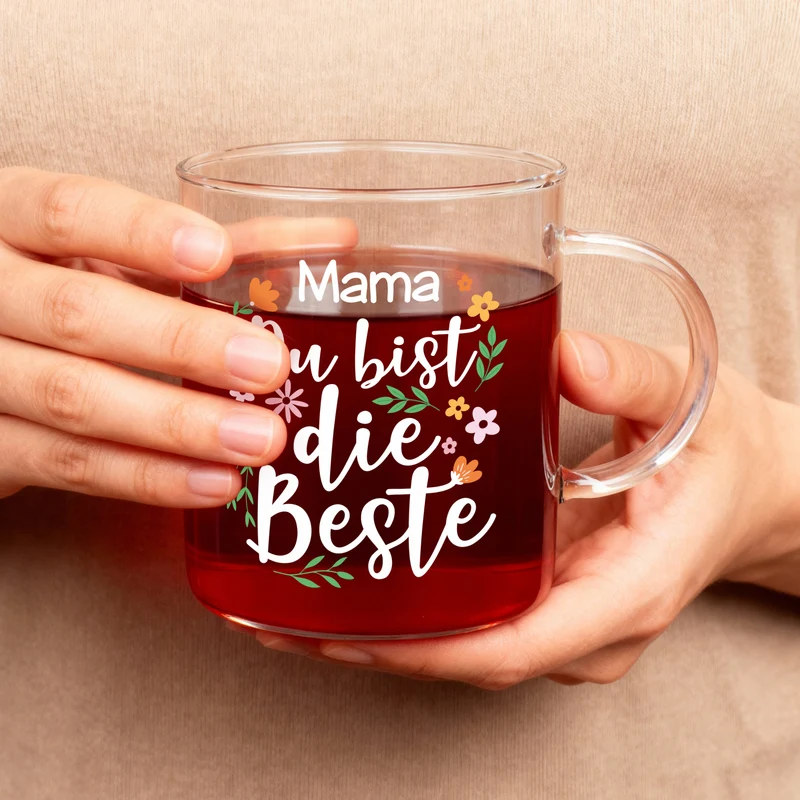 Personalisiertes Teeglas 'Du bist die Beste' | Tasse aus Glas als Geschenk zum Muttertag