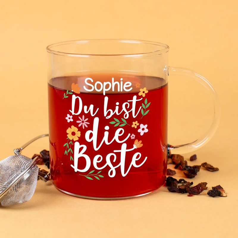 Personalisiertes Teeglas 'Du bist die Beste' | Tasse aus Glas als Geschenk zum Muttertag