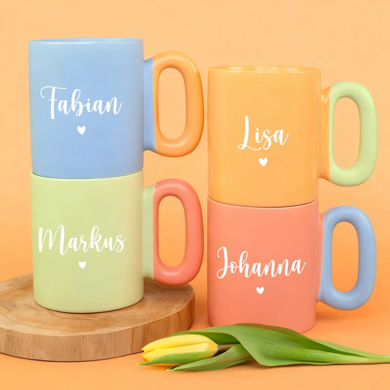 Personalisierte Tasse mit Name & Herz Motiv | Bunter Porzellan Kaffeebecher von Ritzenhoff & Breker