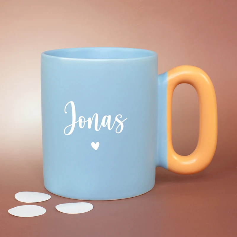 Personalisierte Tasse mit Name & Herz Motiv | Bunter Porzellan Kaffeebecher von Ritzenhoff & Breker