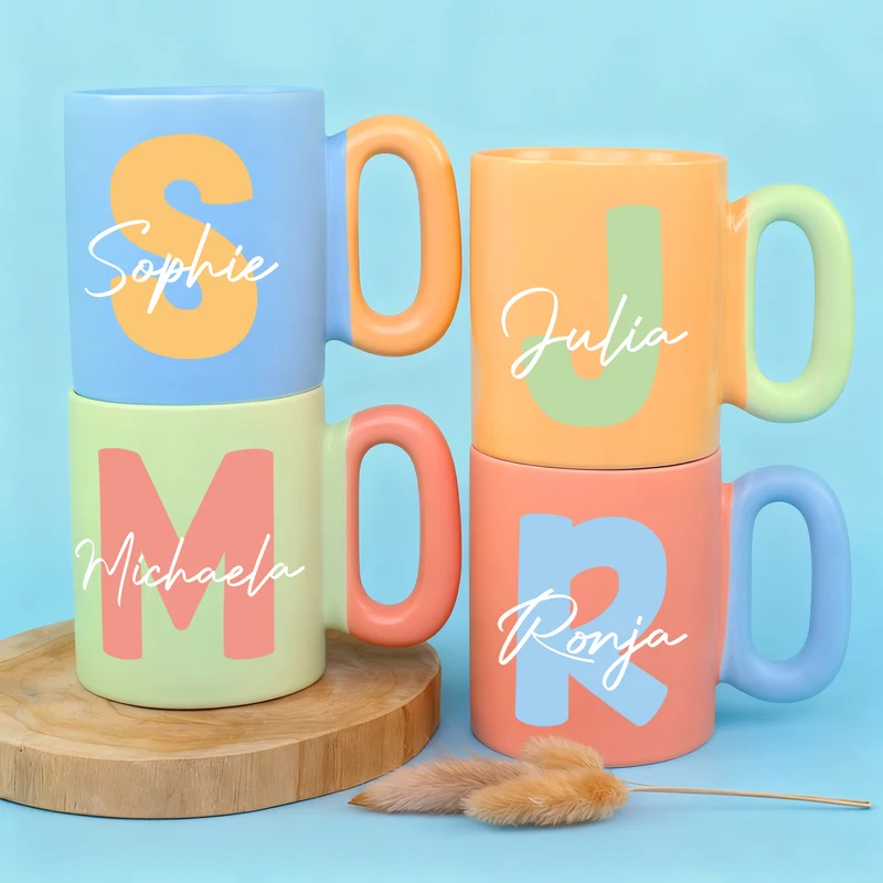 Personalisierte Tasse mit Initiale & Name | Bunter Porzellan Kaffeebecher von Ritzenhoff & Breker