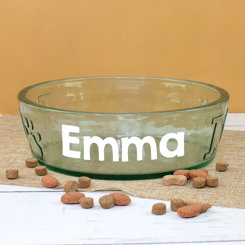 Hundenapf aus Glas personalisiert mit Name | Fressnapf für Hunde als Geschenkidee | 2 Größen