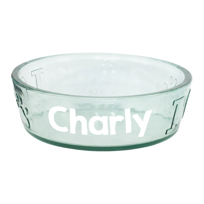 Hundenapf aus Glas personalisiert mit Name | Fressnapf für Hunde als Geschenkidee | 2 Größen