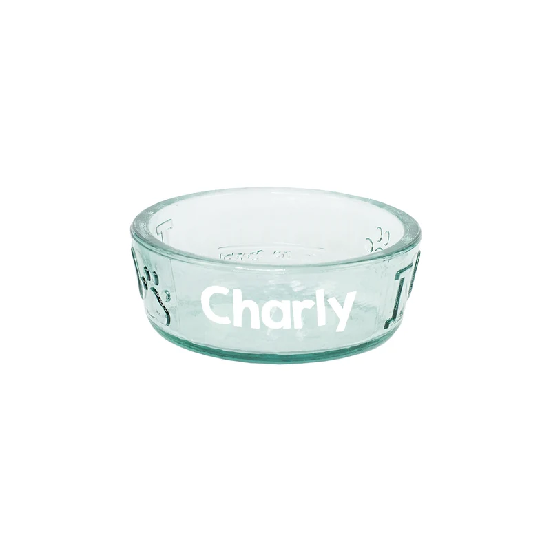 Hundenapf aus Glas personalisiert mit Name | Fressnapf für Hunde als Geschenkidee | 2 Größen