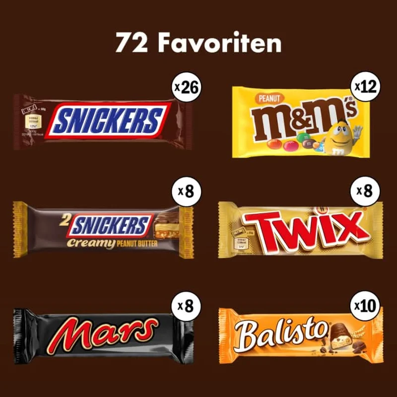 Mars, Snickers, Balisto & mehr Mixed Schokoriegel Box 72 Riegel (1 x 3.8kg)