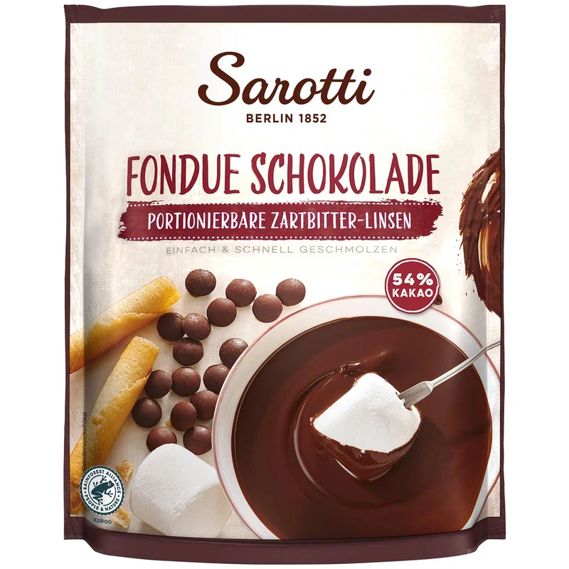 Sarotti Fondue Schokolade Zartbitter-Linsen 54% Kakao 200g