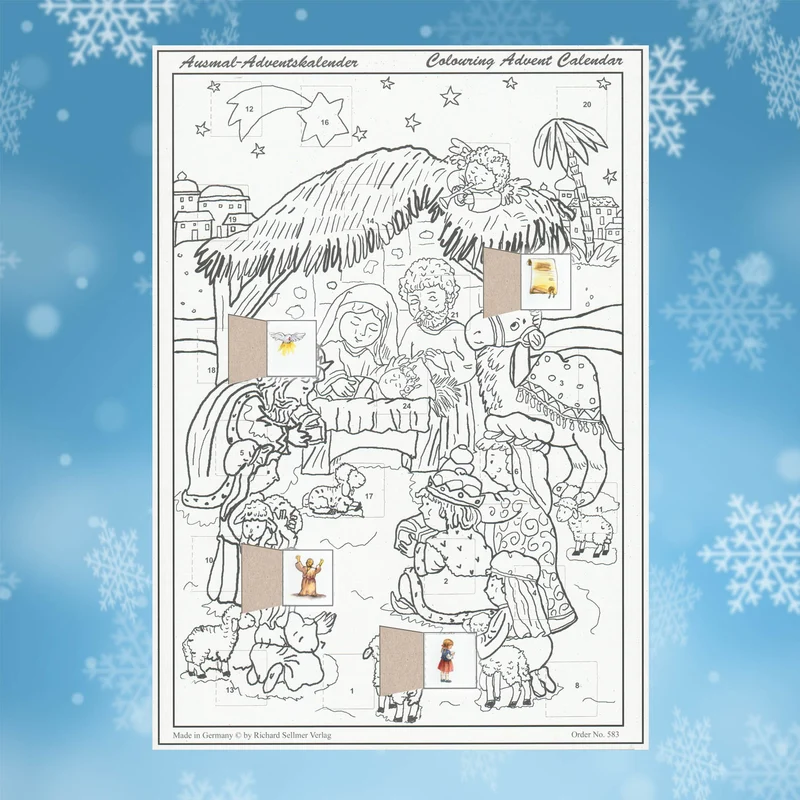 Coloring Advent calendar “The Nativity Scene in Bethlehem”
