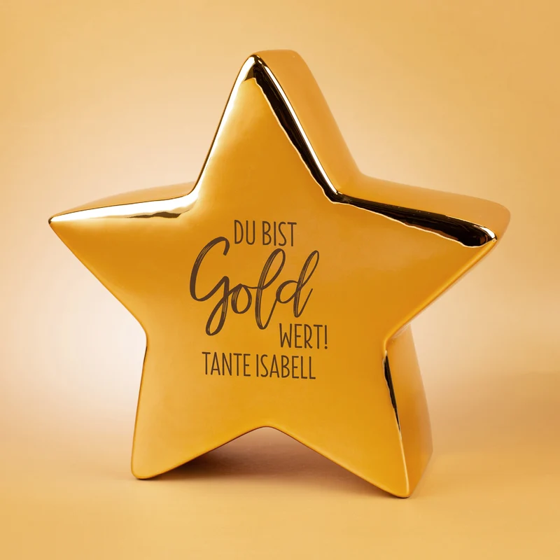 Keramikstern von Leonardo ‚Du bist Gold wert!‘ personalisiert mit Name | 20 cm | Für besondere Menschen