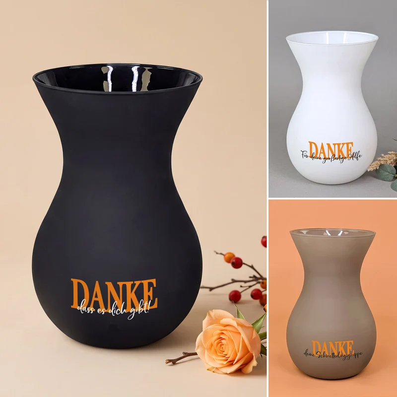 Personalisierte Ritzenhoff Vase als Dankeschön mit eigenem Text | 3 Farben zur Auswahl