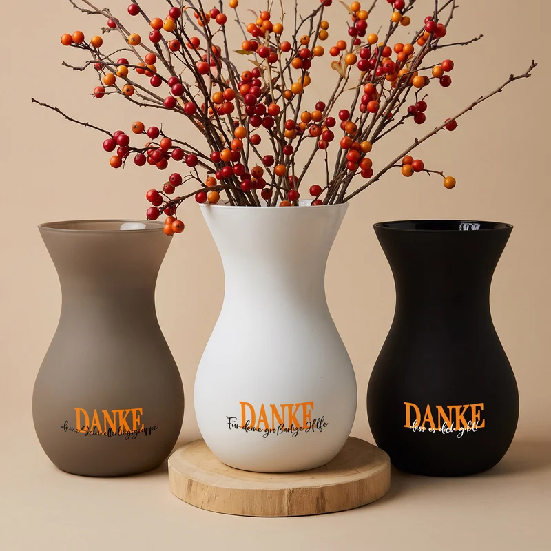 Personalisierte Ritzenhoff Vase als Dankeschön mit eigenem Text | 3 Farben zur Auswahl
