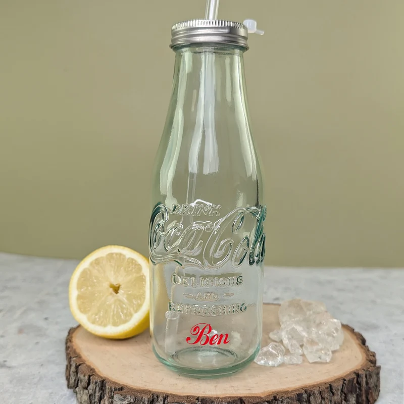 Coca-Cola Trinkflasche aus Glas personalisiert mit Name | Retro Design