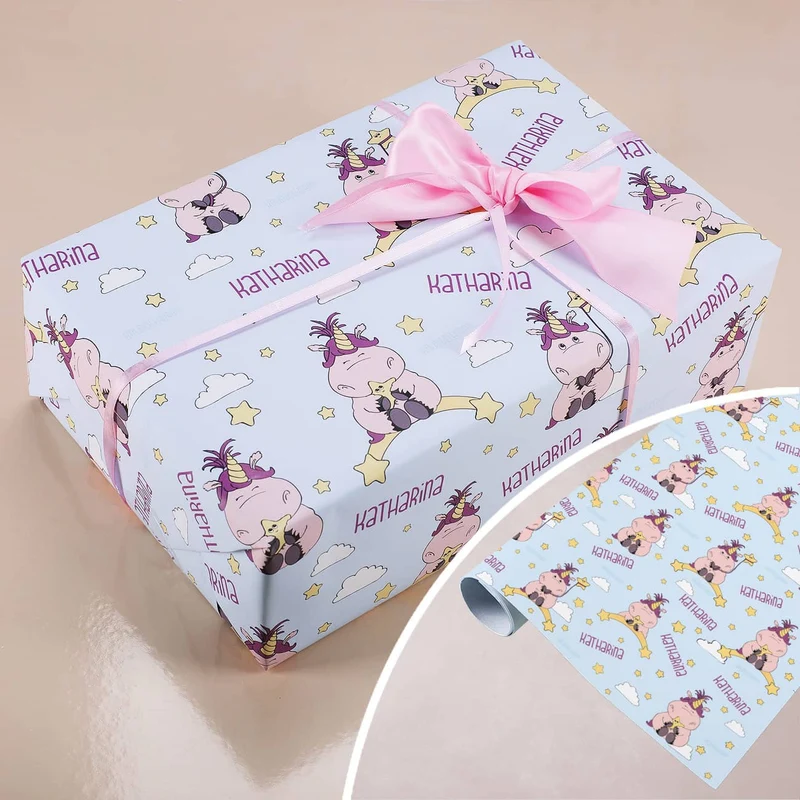 Knuddelhorn-Geschenkpapier mit Wunschname