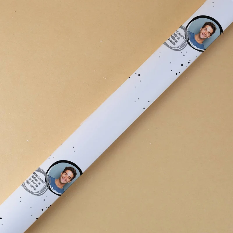 Geschenkpapier mit Foto und Wunschtext zu vielen Anlässen