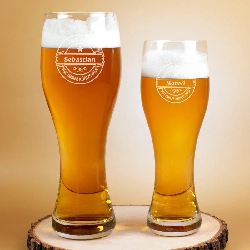 Weizenbierglas von Leonardo mit Wunschnamen - Zum Wohl - 2 Größen wählbar