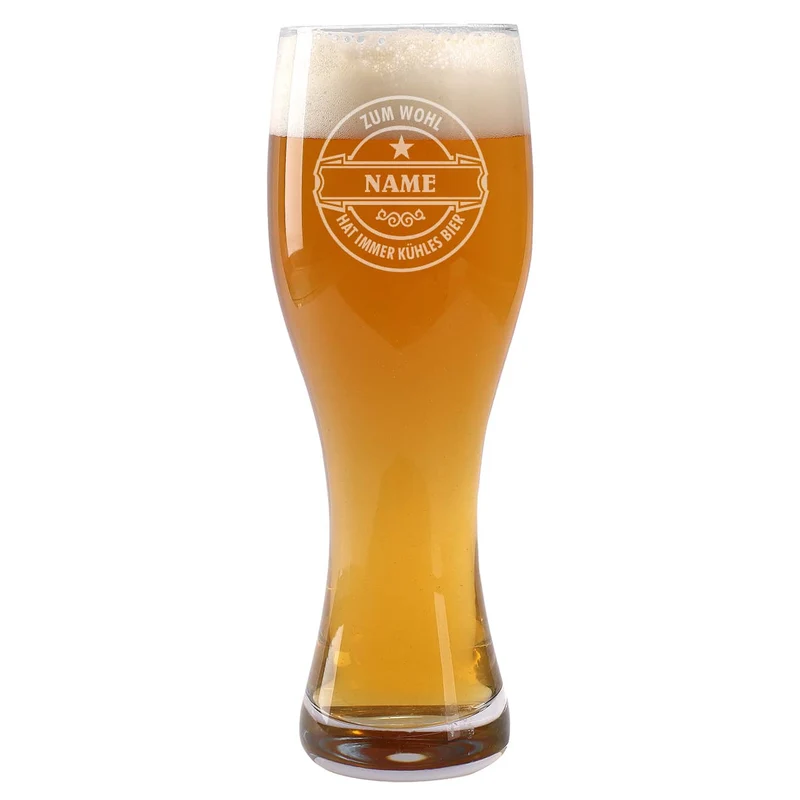 Weizenbierglas von Leonardo mit Wunschnamen - Zum Wohl - 2 Größen wählbar
