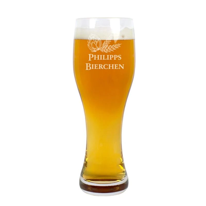 Weizenglas Bierchen mit Ihrem Wunschnamen in zwei Größen