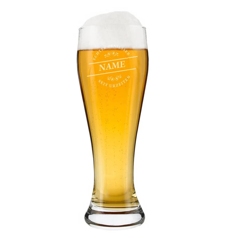 graviertes Weizenbierglas Echter Geniesser mit Wunschname