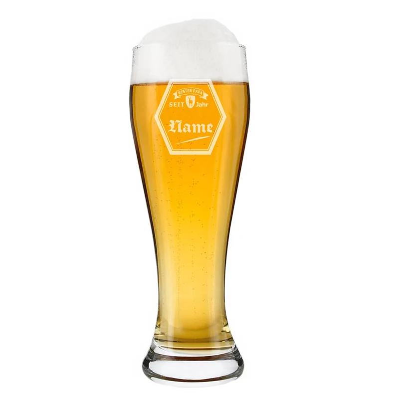 graviertes Weizenbierglas für Papa mit Wunschname und Geburtsjahr