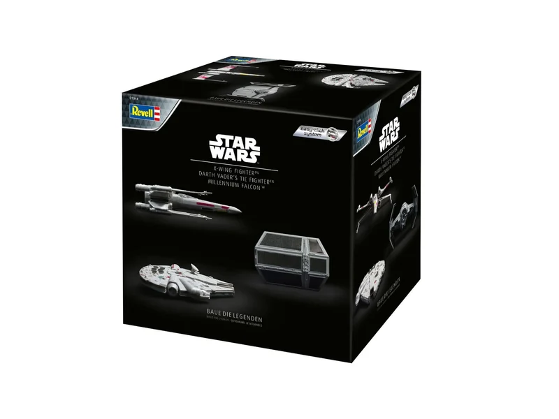 Revell Modellbausatz Starter-Kit I Star Wars X-Wing Fighter I TIE-Fighter I Millennium Falcon I inkl. Zubehör I ab 10+ Jahren