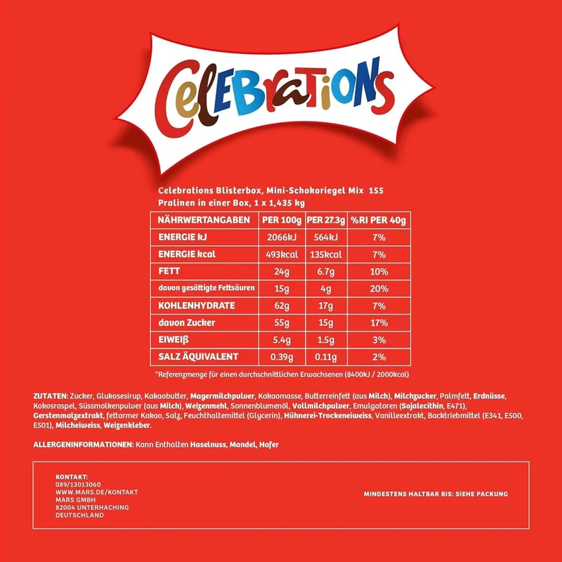 CELEBRATIONS | Mini-Schokoriegeln | Maltesers, Galaxy, Snickers & mehr | 1,435kg