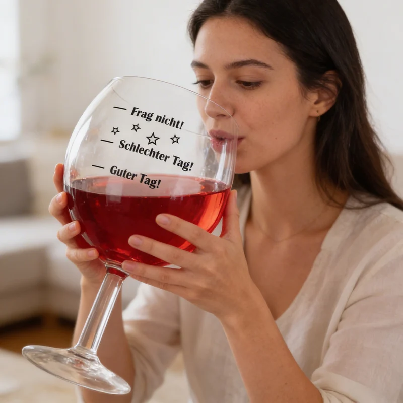 XXXL Weinglas 3 Liter mit Stimmungsbarometer | Lustiger Scherzartikel für Weinliebhaber als Geschenk