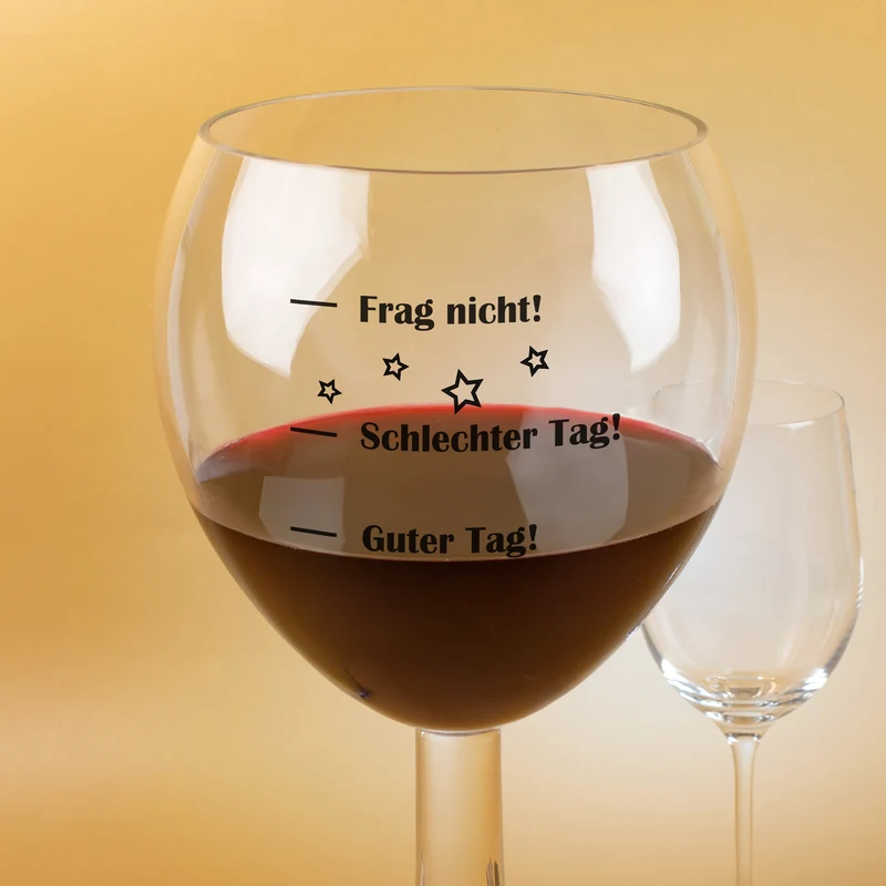 XXXL Weinglas 3 Liter mit Stimmungsbarometer | Lustiger Scherzartikel für Weinliebhaber als Geschenk
